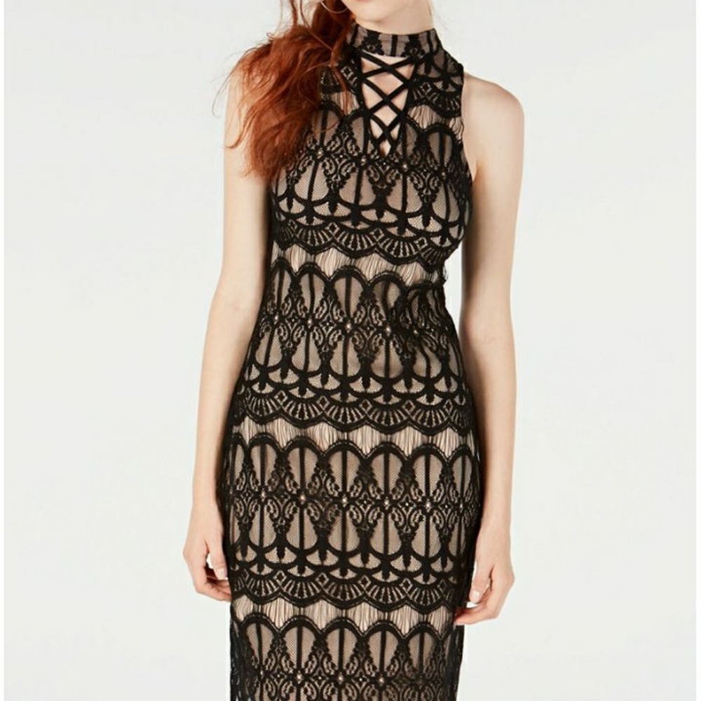 💐 Crisscross Lace Midi Dress